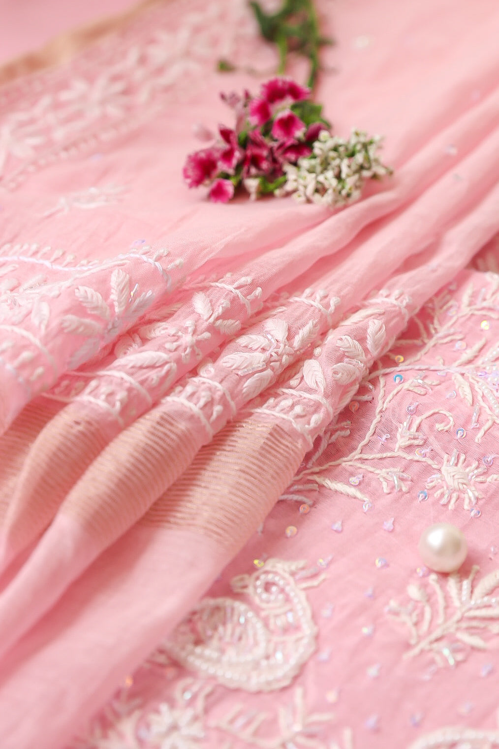 Saima Mul Chanderi Chikankari Kurta And Dupatta Set – Noorkari