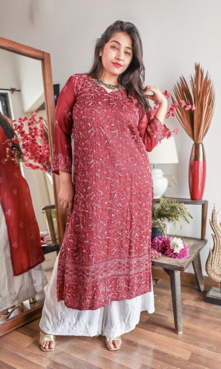 Rubina Dilaik Chikankari Kurta Bollywood Designer Wear Dress Lucknow  Chikankari Kurta Hand Embroidered Womens Clothing Salwaar Kameez Set - Etsy