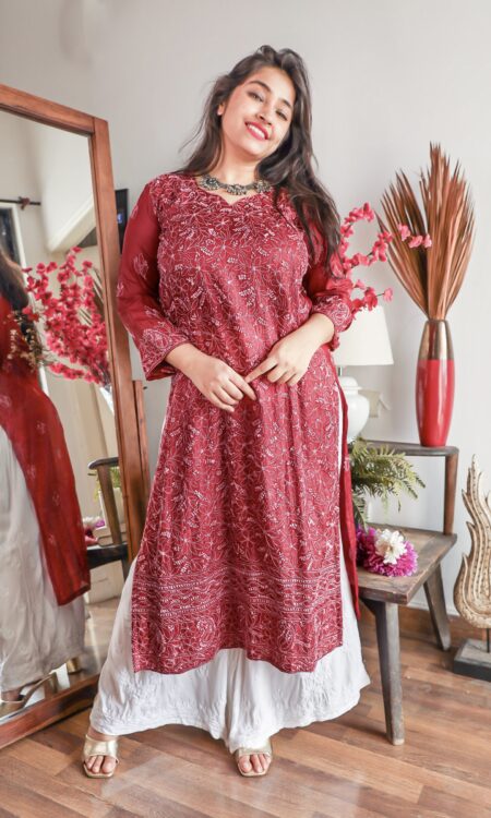 Lucknowi Chikankari Kurti - Shop online women fashion, indo-western, ethnic  wear, sari, suits, kurtis, watches, gifts.